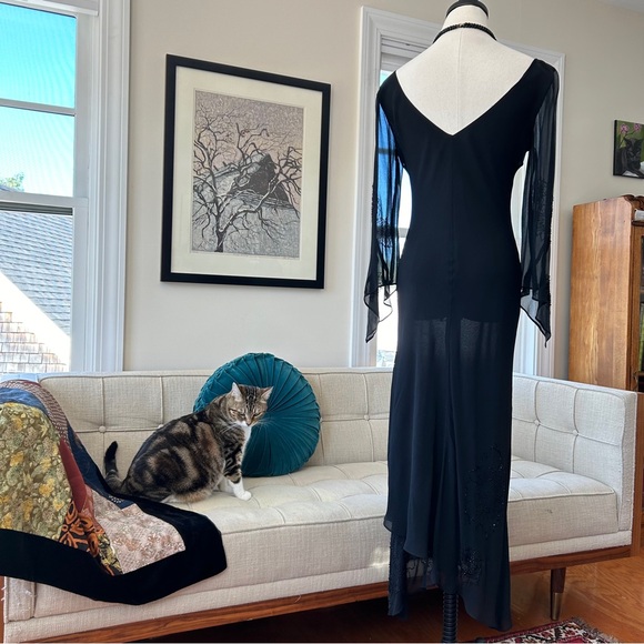 Vintage 90’s Beaded Silk Chiffon Dress - Picture 4 of 5